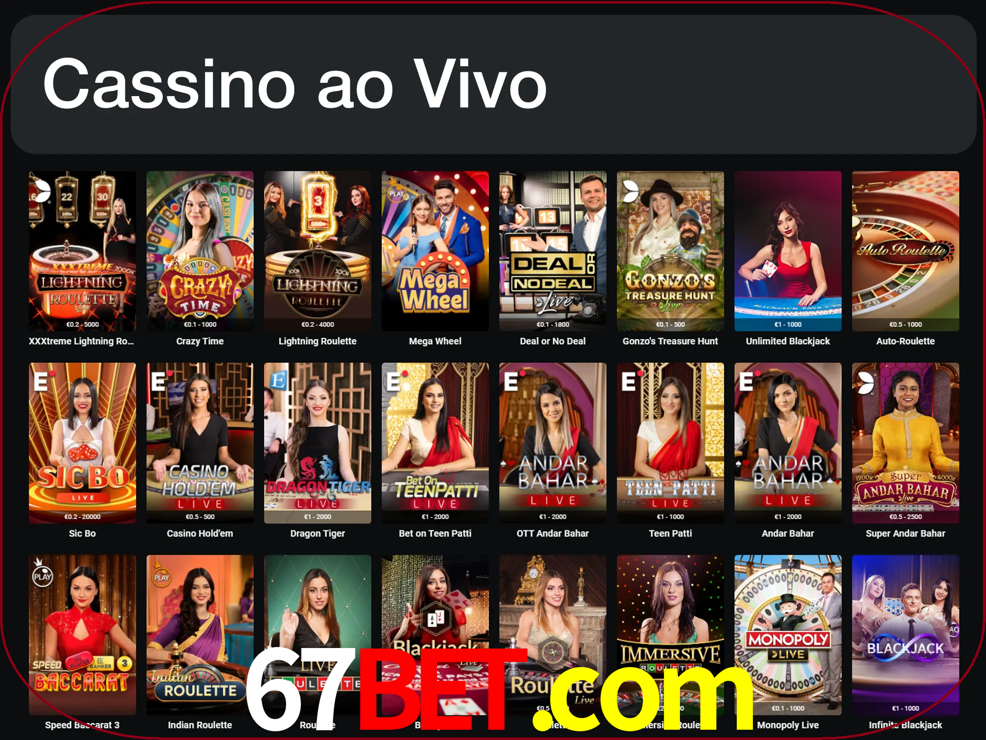 Jogue jogos de cassino com um verdadeiro dealer.