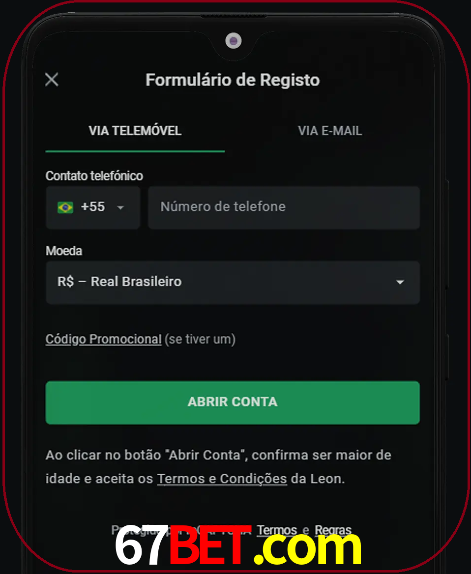 Abra o aplicativo e inicie o processo de registro.